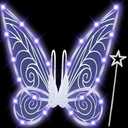 U-Goforst Light Up Fairy Wings for Women Girls Adult, LED Butterfly Wings Wand Halloween Costume Cosplay Dress Up