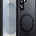 JETech Magnetic Case for Samsung Galaxy S25 Plus 5G, Compatible with MagSafe, Translucent Matte Back Shockproof Phone Cover (Black)