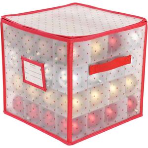 Sattiyrch Plastic Christmas Ornament Storage Box with Trays,Zippered Closure - Store up to 64 of the 3-inch Standard Christmas Ornaments, Xmas Ornaments Storage with Dividers & Two Handles,64pcs