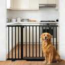 Safety Door bar for Infants and Young Baby and Pet Safety Gate Adjustable Steel Barrier for Stairs Doorways and Hallways Easy Install Black