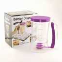 Pancake Batter Dispenser with Squeeze Handle - 4-Cup Measuring Dispenser for Pancakes, Waffles, Muffins, and Crepes - BPA-Free Pourer with Easy Clean Design - Professional Baking Tools, Purple