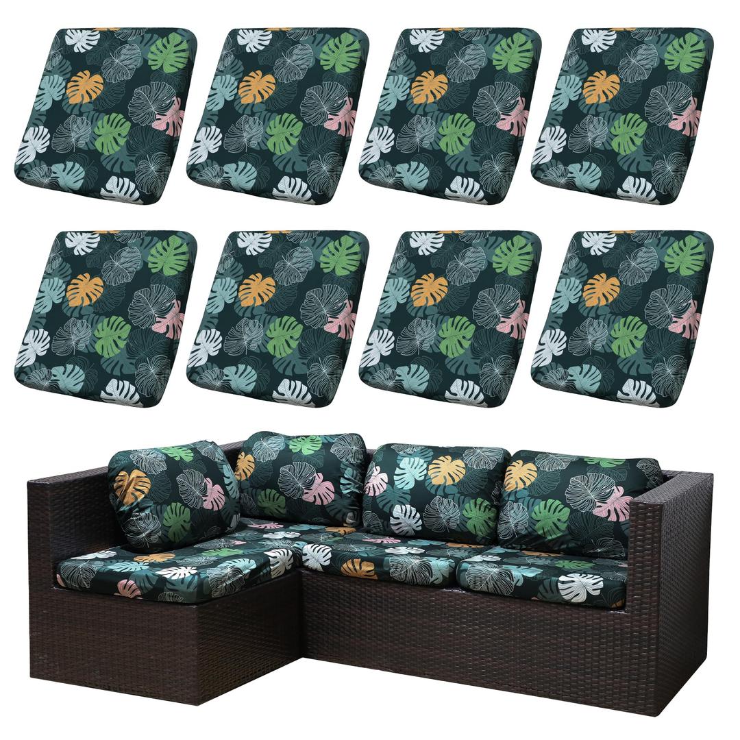 SUKAIKEQA Outdoor Cushion Covers Set,8PCS Patio Furniture Couch Seat Slipcovers, Replacement for Sofa Sectional Chair(Cover，Only)