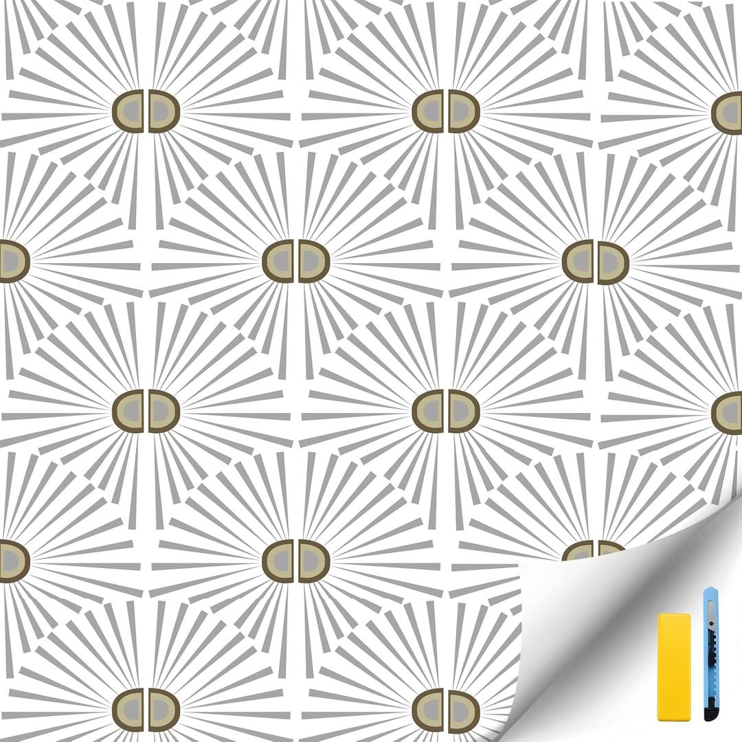 Peel and Stick Wallpaper Geometric Neutral Grey Striped Removable Wallpaper Self Adhesive Renter Friendly Bathroom Bedroom Vinyl Thick Contact Paper Papel Tapiz para Pared (17.5"*118")