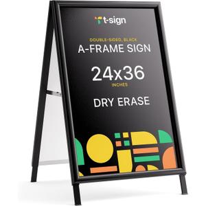 T-SIGN 24x36 A-Frame Sign - Dry Erase Poster Board & PVC Lens Sidewalk Sign