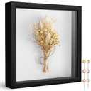 Califortree 8x8 Shadow Box Frame with Soft Linen Back - Push Pins Included, Memory Box Display Case for Flower, Tickets and 3D Items, Black