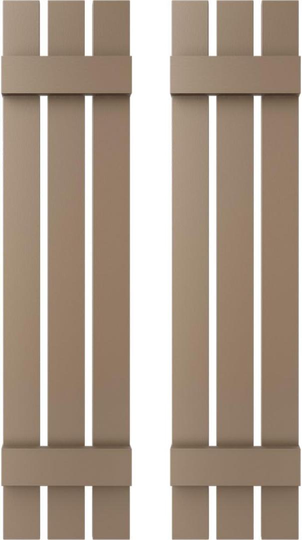 Builders Edge 070120051385 Standard Three Spaced, Board-n-Batten, Includes Matching Installation Spikes (Per Pair) Vinyl Shutters, 51-in. H, 385-French Roast