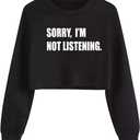 G-Amber Girls Long Sleeve Sweatshirts Kids Crop Print Funny Letters Fashion Pullover Tops (6-8 Years, Black1)