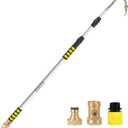 Gutter Cleaning Tools from Ground, 12FT Telescoping Pole (20FT Reach) - Heavy-Duty Zinc Alloy Head, 360° Spray Nozzle & Leak-Proof Kit, No Ladder Needed for Roof Gutters