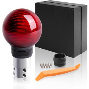 Universal Carbon Fiber Shift knob Round Ball Compatible with Lock/Button Automatic Transmission, Give for Boyfriend Father's Carbon Pattern Gear Shift Gift Box (Red) Universal Carbon Fiber Shift knob Round Ball Compatible with Lock/Button Automatic Transmission, Give for Boyfriend Father's Carbon Pattern Gear Shift Gift Box (Red)