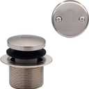 Westbrass D93-2-07 1-1/2" Tip-Toe Bathtub Drain Plug Trim Set with Two-Hole Overflow Faceplate, 1-Pack, Satin Nickel
