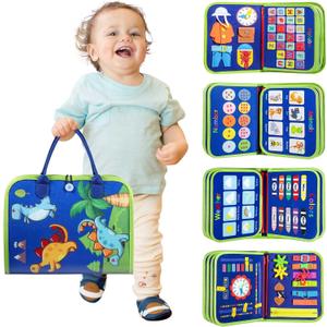 Toddler Busy Board - Montessori Toys for 1-3 Year Old Boy Birthday Gift, Educational Learning Sensory Busy Book for Two Year Old Boys, Kids Ages 2-4 Activities Toy for Airplane Car Travel (Blue)