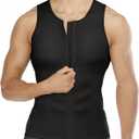 Wonderience Compression Shirts for Men Undershirts Slimming Body Shaper Tank Top Vest with Zipper (Black, X-Large)
