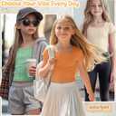 LessonZoo 3 Pack Girls Ribbed Crop Tops, 3-Color, 9-10 Years