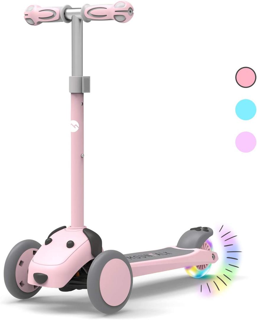 Kids Scooter for Ages 1-12 Years, 3 Wheels Toddler Scooter for Children Age 1-3/3-5/5-8/8-12 Boys and Girls with Adjustable Heights and LED Wheels (Pink)