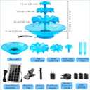 Yeomi 3-Tier Solar Fountain Pump with LED Lights, 24H Outdoor Water Feature, Detachable Design, Multi-Function Bird Bath Water Fountain for Garden Patio Yard Backyard Pond, 3.5W