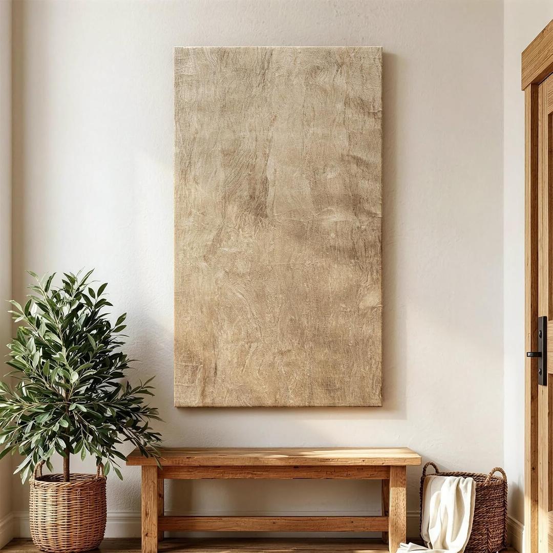 Extra Large Nature Wood Textured Abstract Wall Art for Hallway, 32x55 In