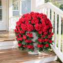 Artificial Flowers for Outdoors Fake Geraniums Spring Outside Decor, 2 PCS Red Geraniums Faux Hanging Flowers Plants UV Resistant Outdoor Silk Vines Look Real for Planters Patio Porch Garden Home