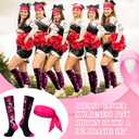 Christmas Football Socks Pink Ribbon Stickers Sports Headbands for Women Youth Running Tennis Yoga Sports