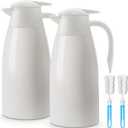 Norme 2 Pcs Thermal Coffee Carafe Insulated Stainless Steel Coffee Carafe for Hot Liquid Vacuum Thermal Pot Creamer Pitcher Dispenser with Brushes Keeping Hot Water Milk(Beige,68 oz)