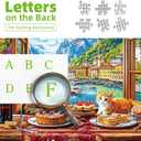 2 x 500 Piece Puzzles for Adults Clearance, Seaside Landscape Colorful Houses Window Cats Scenes Challenging Art Puzzle for Gifts Party Games Family Fun, 23" X 15" Dust Free