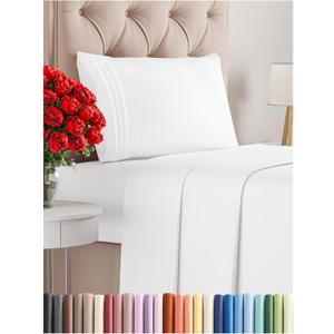 Twin Size 3 Piece Sheet Set - Comfy Breathable & Cooling Bed Sheets Set - Hotel Luxury Bedding for Women, Men, Kids, Teens, Boys & Girls - Deep Pockets, Ultra-Soft and Wrinkle Free - Oeko-Tex - White