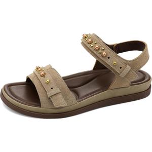 UBFEN Womens Flat Sandals with Adjustable Back Strap, Arch Support