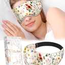 Miss Adola Silk Weighted Eye Mask - Microwave Eye Mask Heat and Cold Warm Compress for Sleeping Dry Eyes Pillow Soft Smooth Lavender Mulberry Silk Sleep Mask for Women Wife Mom - Flower