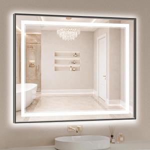 32"x40" LED Bathroom Mirror with Lights, Front& Backlit, Anti-Fog, Dimmable
