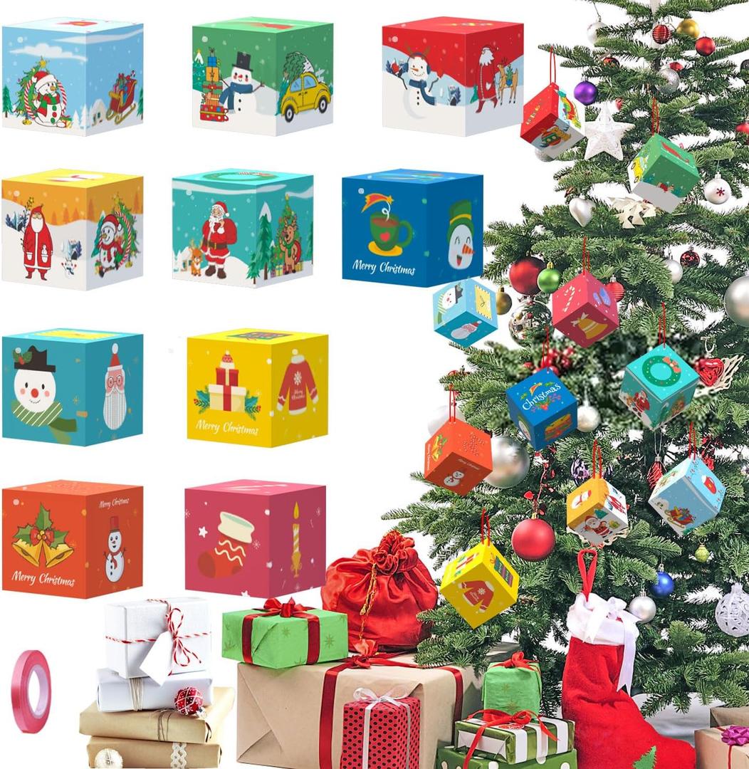 3 x KADYON 10Pcs Christmas Ornaments, 2.6 Inch Small Gift Boxes for Hanging Tree Decorations (10)