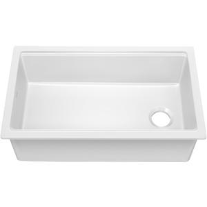 KRAUS Turino 33-inch Fireclay Workstation Drop-In/Undermount Single Bowl Kitchen Sink in Gloss White, KFDW1-33GWH
