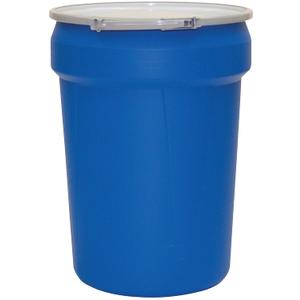 Eagle 30 Gallon Plastic Drum with Lid, Metal Lever-Lock, 28.5"x21.1", Open Head Lab Pack Drum Made of Durable, Lightweight HDPE, Withstands Weather and Chemicals, Made in USA, Blue, 1601MB