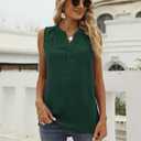 Women's Tunic Tank Tops Dressy Casual Sleeveless Shirts 2025 Trendy Summer Beach Loose Fit Swiss Dot V-Neck Blouses (Green, M)