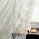 Kotile Ivory Lace Curtains 96 Inches Long - Country Floral Vintage Lace Window Curtains for Living Room, Premium Scalloped Floral Sheer Lace Curtain Panels, 52 x 96 Inch, 2 Panels, Ivory/Cream