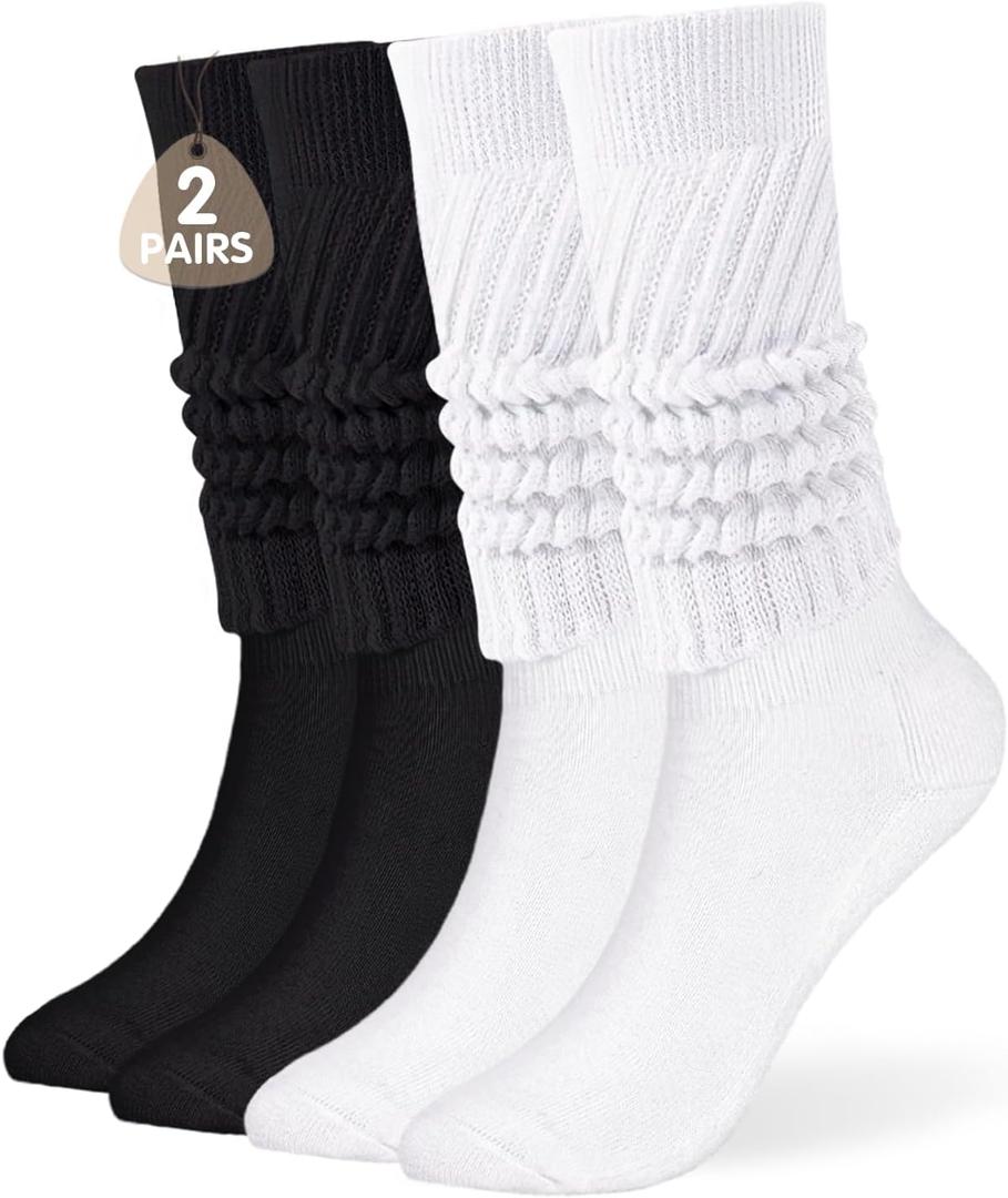 Buauty Slouch Socks for Women, Soft Extra Long Chunky Scrunch Knee High Sock Winter Knit Slouchy Socks Leg Warmmers