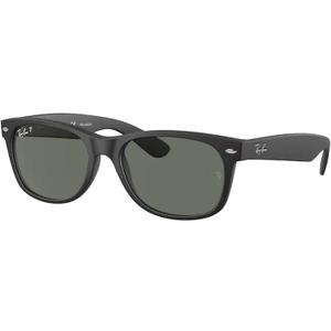 Ray-Ban RB2132 POLARIZED NEW WAYFARER Square Sunglasses For Men For Women +BUNDLE with ACCESSORY EYEWEAR KIT (Rubber Black / Green Polarized)