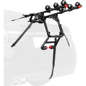 FORWODE Premium 3 Bikes Trunk Mount Rack Bicycle Carrier, Compact Folding Portable Adjustable Bike Rack for Car, SUV, Hatchback, Black