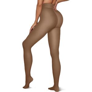 Vertvie Women's Fleece Lined Tights Sheer Fake Translucent One Seam Warm Pantyhose Thick High Waisted Thermal Leggings Winter 220g-Thick Fleece,Small-Medium Plus)