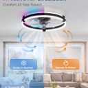 ZMISHIBO RGB Ceiling Fans with Lights and Remote, 20 inch Low Profile Ceiling Fan with Light, 3000K-6000K Dimmable & RGB, Modern Fandelier Flush Mount Ceiling Fan, Small LED Fan for Bedroom