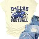 Vintage Football Shirt for Women Game Day Tshirt Sunday Funday Shirt Casual Football Season Short Sleeve Tops (Yellow, L)