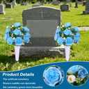 Lodou Artificial Peonies Bouquet, Lifelike Silk Peonies Flowers,Fake Artificial Flowers Peonies Bouquet for Cemetery Grave Decoration, Memorial Day, Home Decor (Blue)