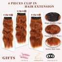 NAYOO Clip in Long Wavy Hair Extensions for Women 4PCS Copper Red Curly Synthetic Thick Hairpieces with Fiber Double Weft Hair Full Head 20 inch, Copper Red