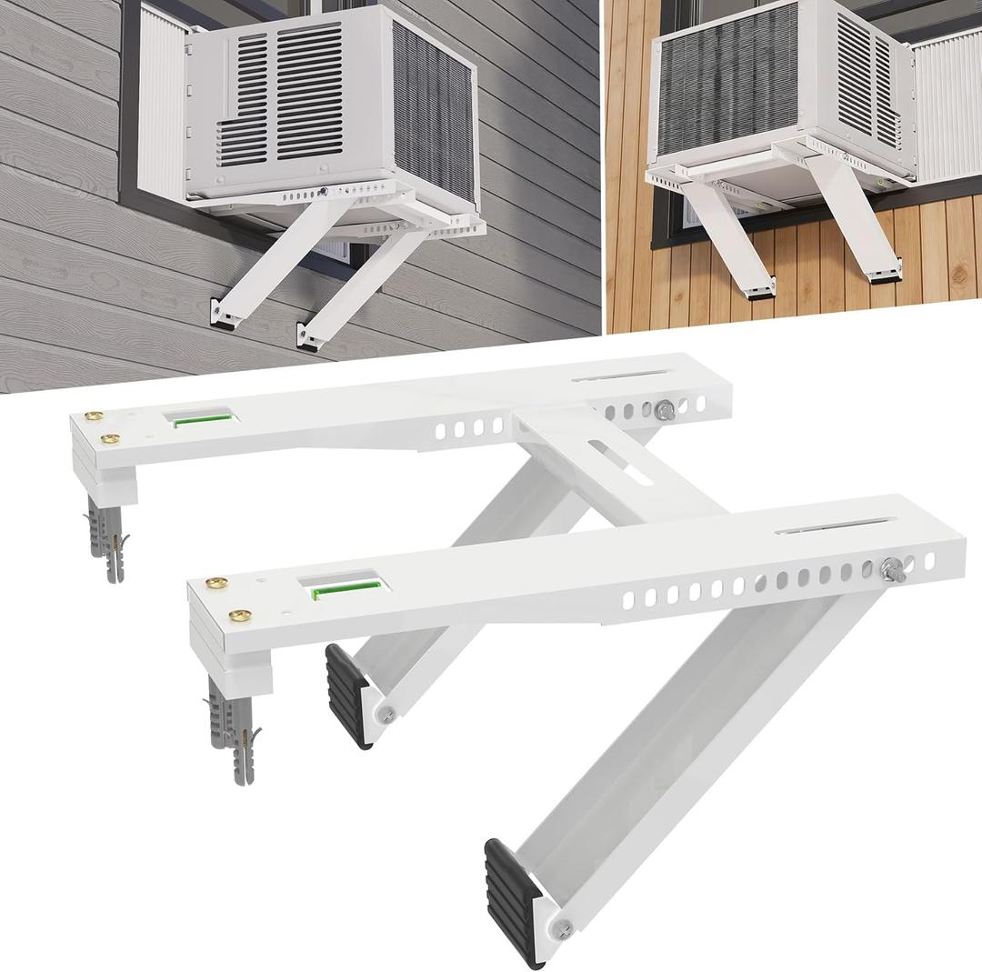 Window Air Conditioner Support Bracket, Heavy Duty Window AC Brackets with 2 Arms, Universal Air Conditioner Brackets, Fits 5,000-22,000 BTU AC Units, Up to 200 lbs