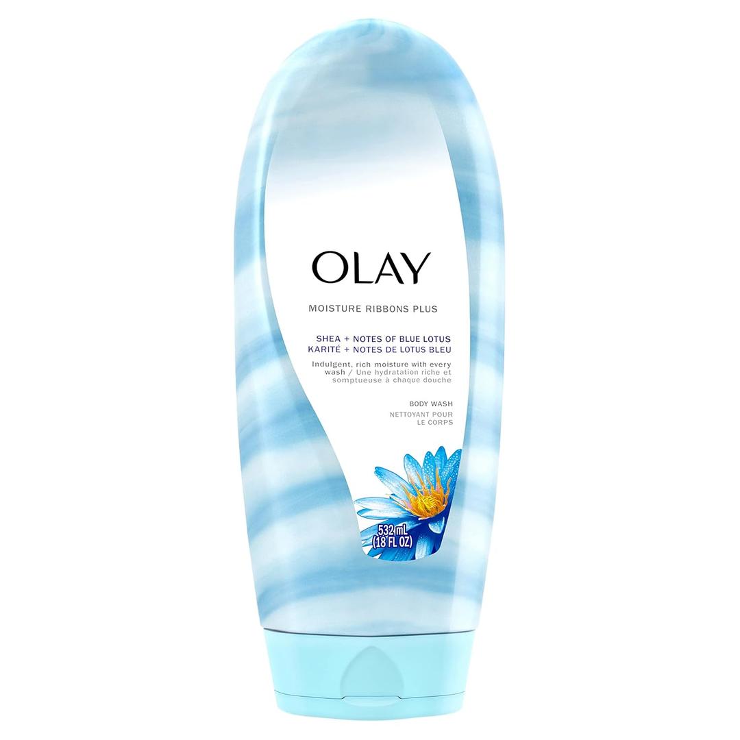 Olay Moisture Ribbons Plus Shea + Notes of Blue Lotus Body Wash, 18 oz