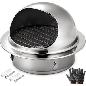 6 Inch Quality 304 Stainless Steel Wall Air Vent Cover with Louver & Mesh - Ideal for HVAC, Dryers & Industrial Use