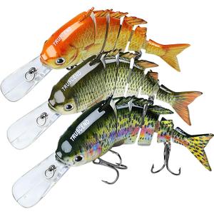 TRUSCEND Easy Catch Swimmax, Magic Noisy Turbulent Wiggling and Vibrating Actions for More Bites, Segmented Swimbait Jointed by Dyneema Strongest Fiber, Lifelike Fishing Lures for Relax Family Fishing (B1-3.9",0.49oz)