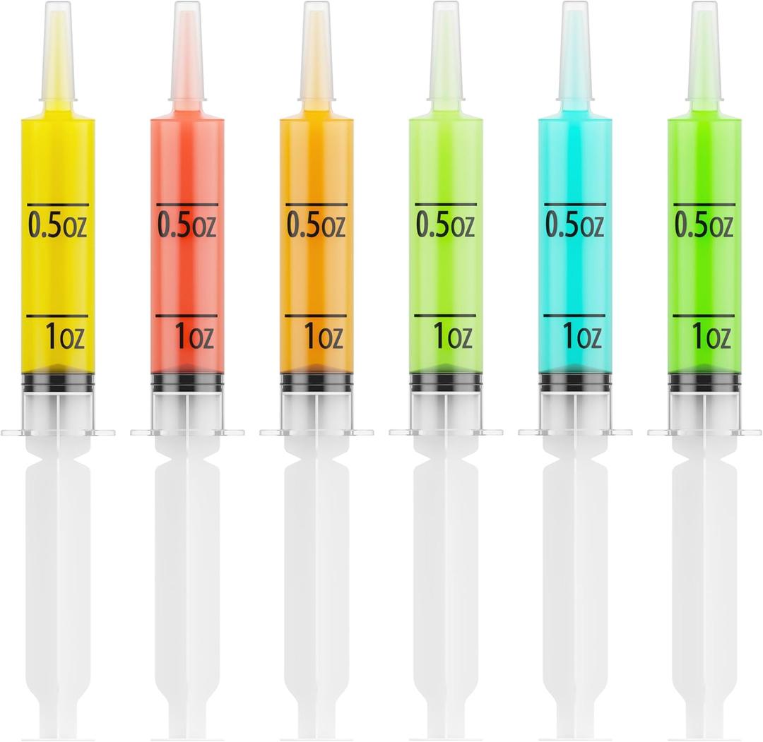JOLLY PARTY 40 Pack Jelly Shot Syringes, 1.5 oz Jelly Shot Syringe With Caps, Reusable Plastic Syringe for Jelly Shot, Durable Jelly Shot Containers for Party Halloween, Christmas, Thanksgiving