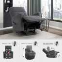Lexicon Power Lift Recliner with Heat and Massage for Adults Elderly Ergonomic, Textured Microfiber Tufted Lounge Chair Classic Single Sofa Recliner with Side Pockets, Home Theater Seating, Dark Gray, 32 inches x 39 inches x 42 inches