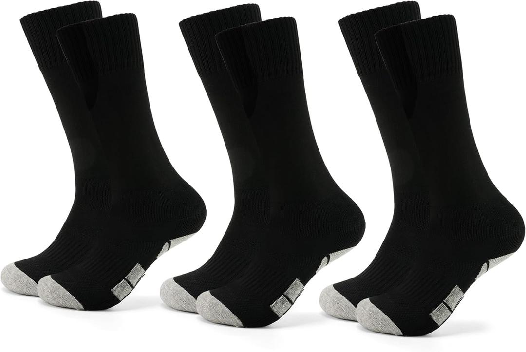 Dirk Soccer Socks for Men Women Anti-Slip Athletic Sports Knee High Socks, 2 Pair/White, Medium (Black)