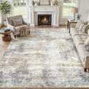 9x12 Area Rugs for Living Room - Washable Neutral Modern Abstract Rug Soft Non-Slip Stain Resistant Carpet for Bedroom Dining Table Nursery Farmhouse Home Office Decor- GoldBrown