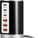 USB Charger,60W USB Charging Station with 6-Port(3 USB-A Port & 3 USB-C Port) Compatible with iPhone 15/14/13/13pro Max 12/12 Mini/12Pro/12 Pro Max/11,Tablets, Smartphones Black and White (Black&White-USB-C&USB-A)
